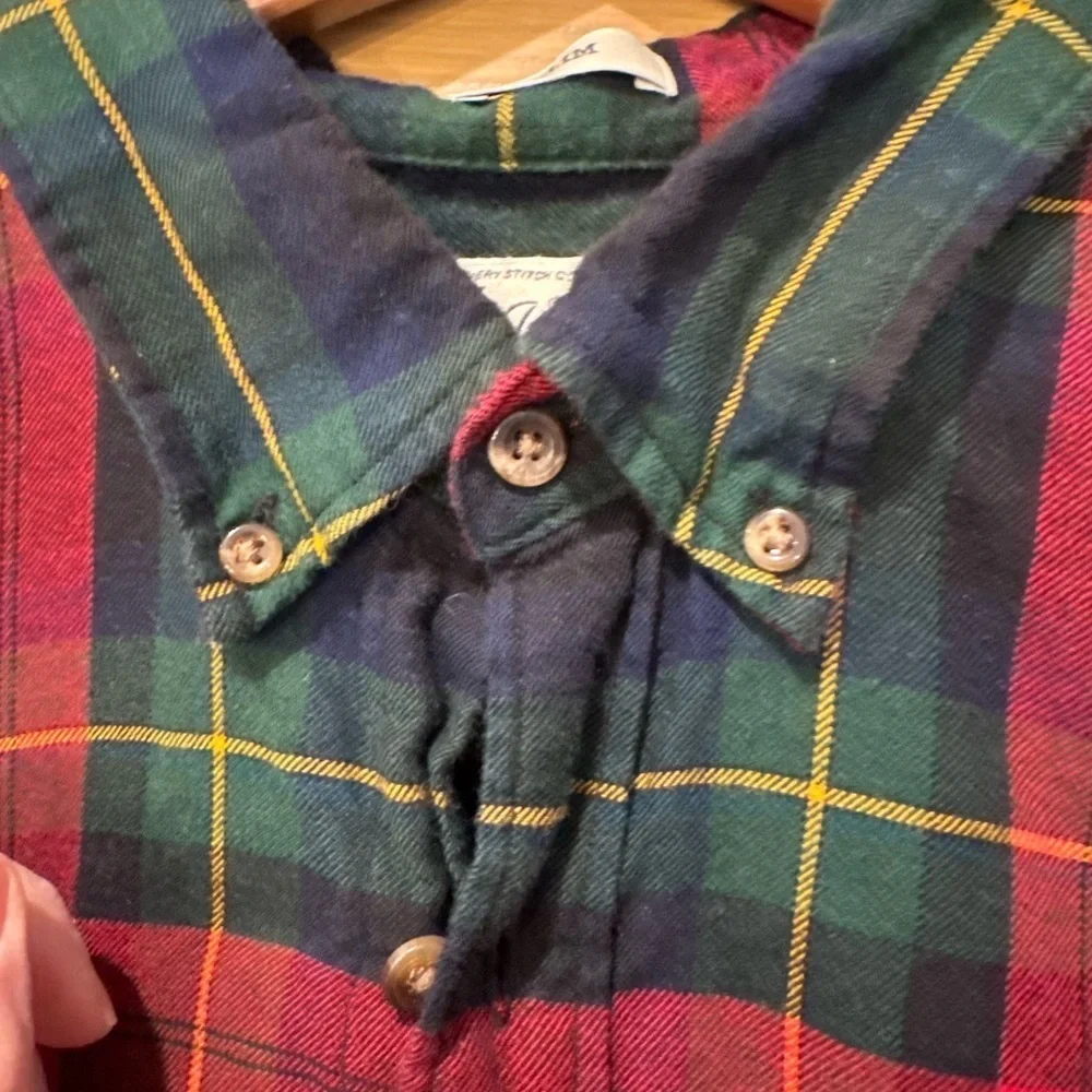 J. Crew Plaid Button Down Elbow Patches Cotton/Wool Flannel Holiday Large Slim